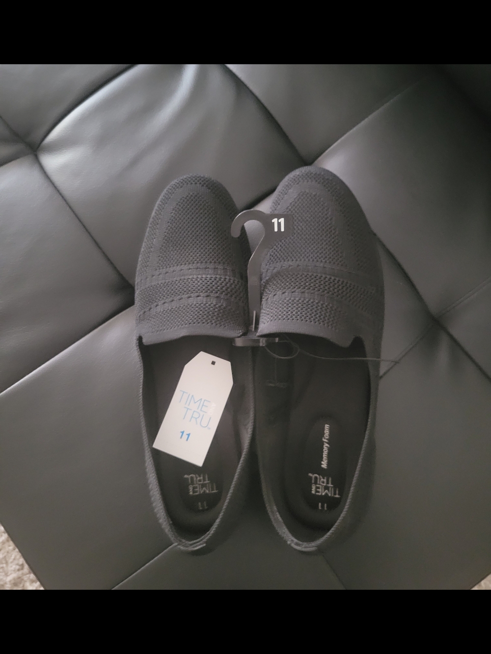 Time and Tru Women’s Black Knit Slip-Ons